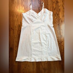 Vintage 1970s Dixie Belle White Slip Dress Size 42 Lace Trim Lingerie USA Made